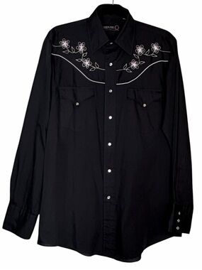 Vintage Sheplers Western Embroidered Button-Down Shirt with Pearl Snap Buttons